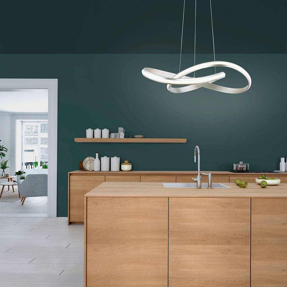 Pendelleuchte dimmbar mit Fernbedienung Hängelampe App RGB Farbwechsel, Metall, 1x 28W 1950lm warmweiß-kaltweiß, LxBxH 57x57x120 cm