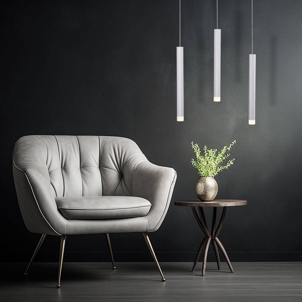 Pendellampe Hängeleuchte Esszimmerlampe Wohnzimmerleuchte Deckenlampe, Aluminium Silber, 1x LED 18W 1000Lm 3000K warmweiß, H 120 cm