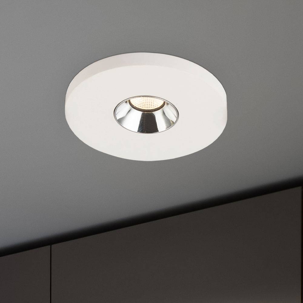 Einbaustrahler Gips weiß Einbauleuchte Küchenlampe Deckenleuchte Einbaulampe, Chrom, LED 4,2W 200Lm warmweiß, DxH 9x6 cm, 2er Set