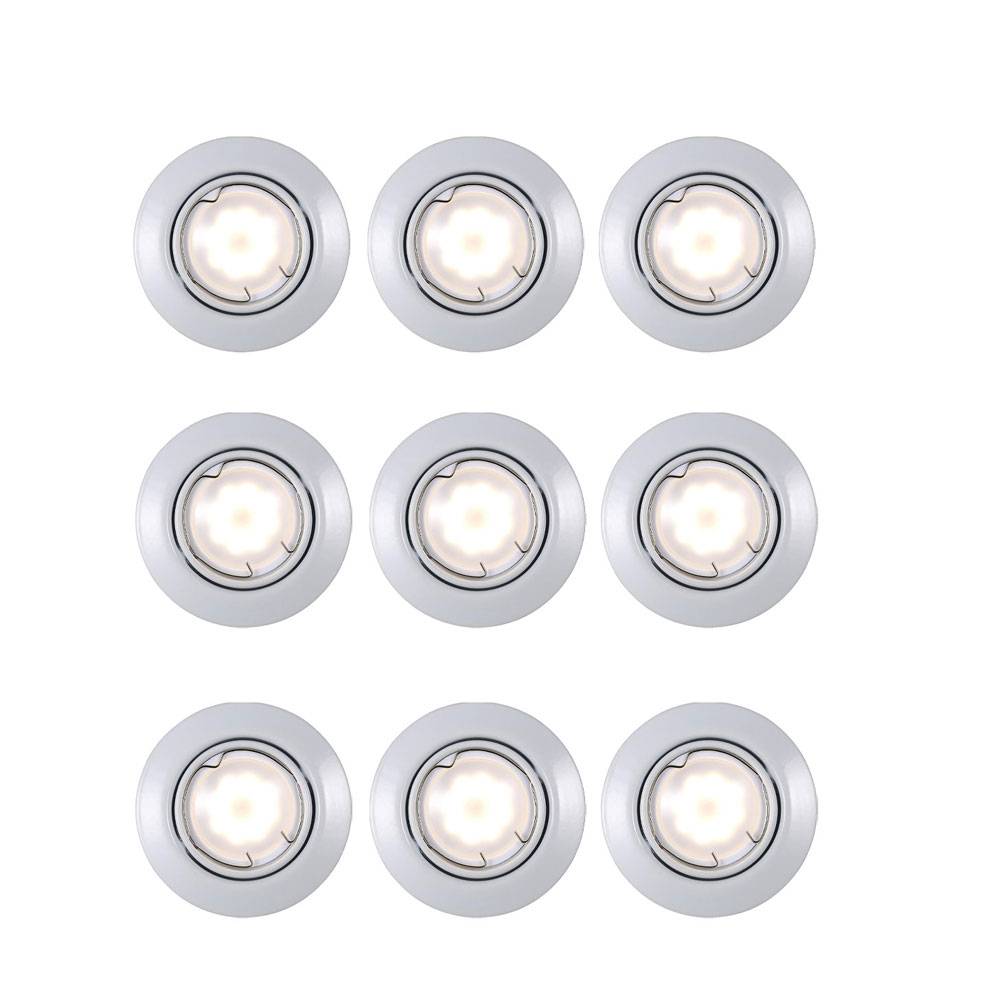 Einbaustrahler Deckenspot Deckenleuchte Lampe Einbauleuchte, Wohnzimmer Metall weiß, 1x LED 3W 200Lm 2700K, DxH 9x8,7 cm, 9er Set