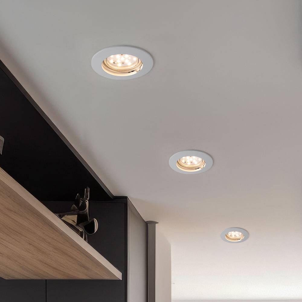 Einbaustrahler Deckenspot Deckenleuchte Lampe Einbauleuchte, Wohnzimmer Metall weiß, 1x LED 3W 200Lm 2700K, DxH 9x8,7 cm, 9er Set