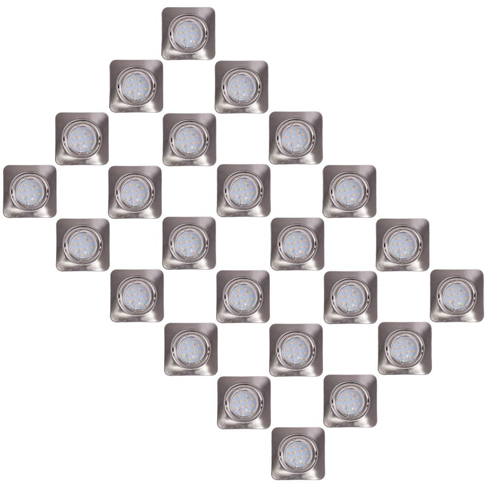 Einbauleuchte Deckenleuchte Deckenlampe Wohnzimmer, schwenkbar, Metall nickel matt, 1x LED 5W 400Lm 3000K, LxB 8,5x8,5cm, 24er Set