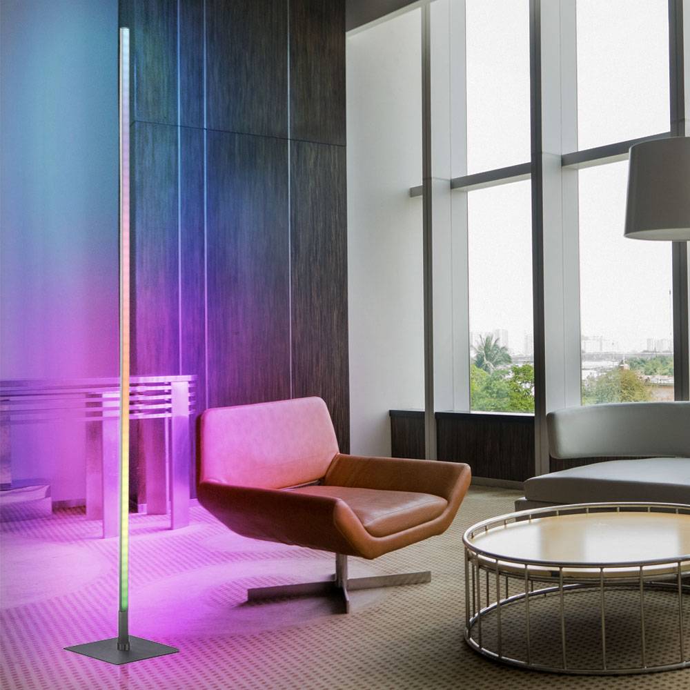 Stehleuchte LED Stehlampe Farbwechsel dimmbar LED Wohnzimmer Stehlampe RGB Fernbedienung , CCT, drehbar, 15W 750Lm 2700-5000K, LxBxH 20,5x20,5x151
