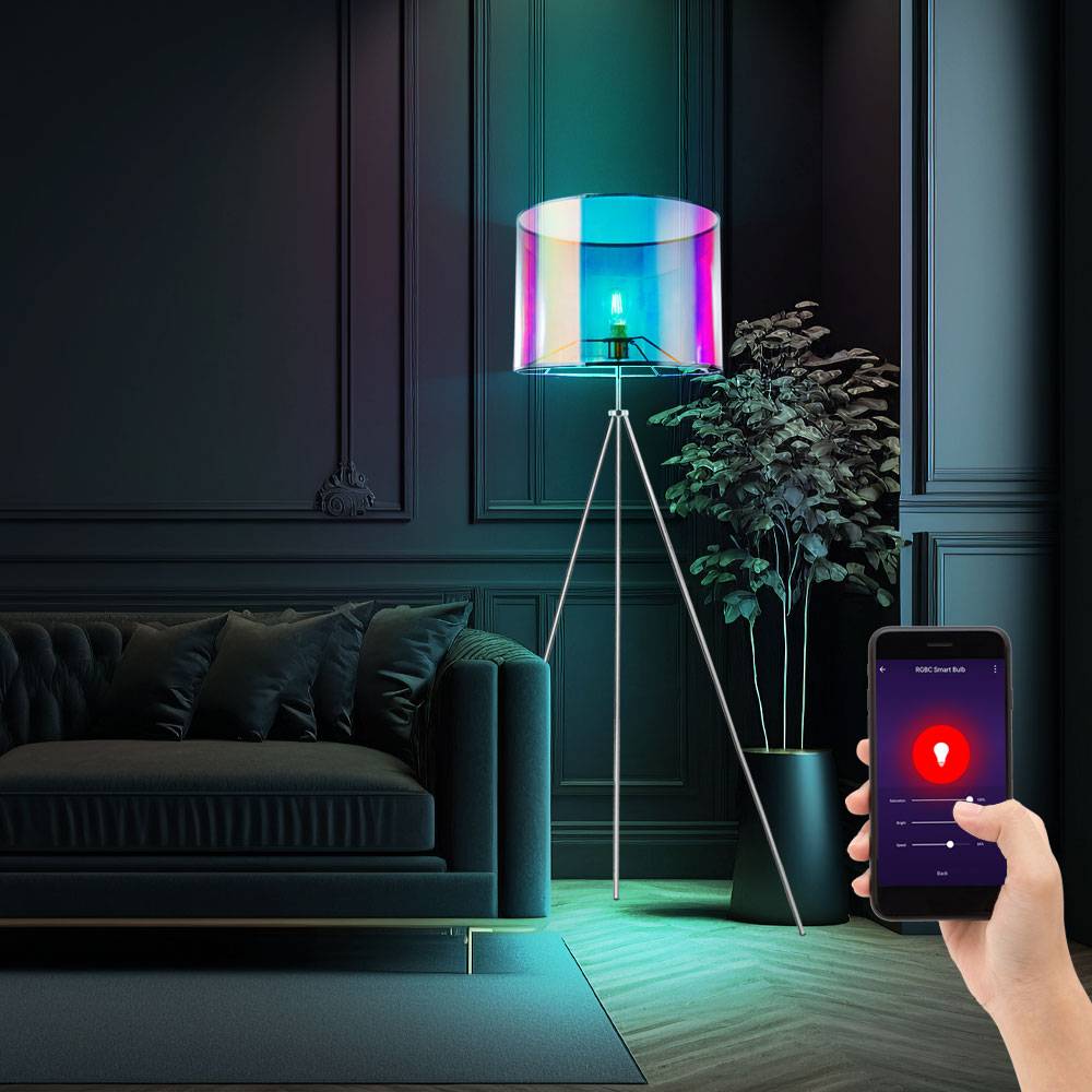 Smart LED Stehleuchte dimmbar Standleuchte 3 Bein Stehlampe mit Schalter, App und Sprachsteuerung, RGB Farbwechse, 10W 806lm warmweiß-kaltweiß, DxH