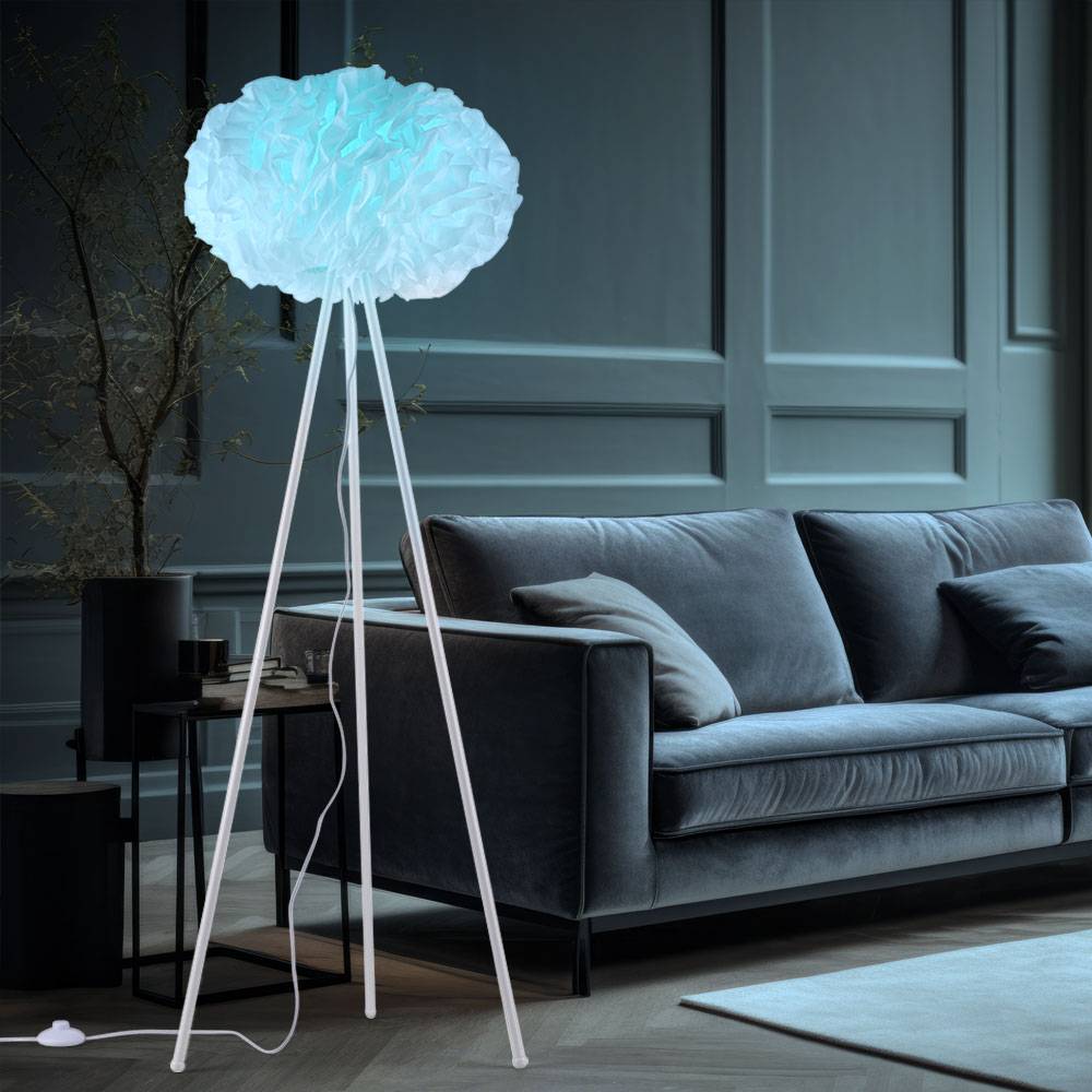 Stehleuchte dimmbar mit Fernbedienung weiß Standleuchte App RGB Farbwechsel, Metall Stoff, 1x 10W 810lm warmweiß-kaltweiß, DxH 46,5x140 cm