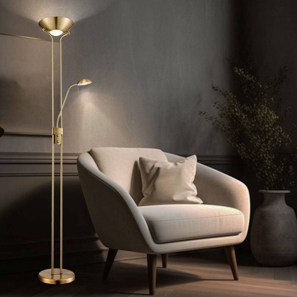 LED Stehlampe dimmbar Leselampe flexibel Wohnzimmerlampe Deckenfluter Standlampe, 1x 16W 1440lm, 1x 4,5W 360lm warmweiß, DxH 25,5x180 cm