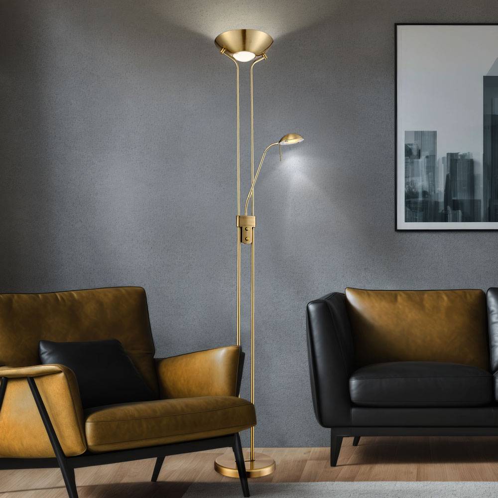 LED Stehlampe dimmbar Leselampe flexibel Wohnzimmerlampe Deckenfluter Standlampe, 1x 16W 1x 1440lm, 1x 4,5W 1x 360lm warmweiß, DxH 25,5x180 cm