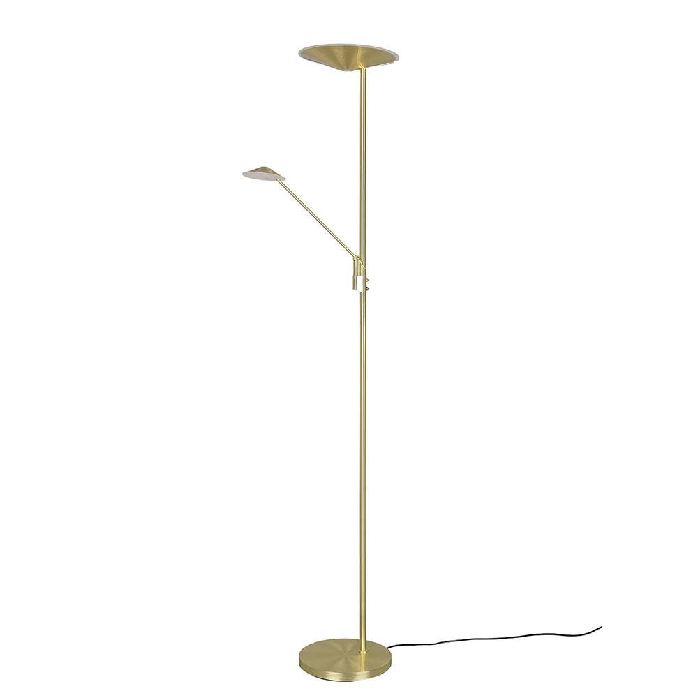 LED Stehlampe Leseleuchte verstellbar Deckenfluter dimmbar Standlampe messing Wohnzimmerlampe, getrennt schaltbar, 30W 3500lm warmweiß + neutralweiß