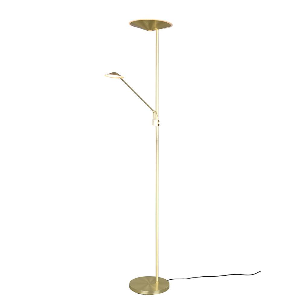 LED Stehlampe Leseleuchte verstellbar Deckenfluter dimmbar Standlampe messing Wohnzimmerlampe, getrennt schaltbar, 30W 3500lm warmweiß + neutralweiß