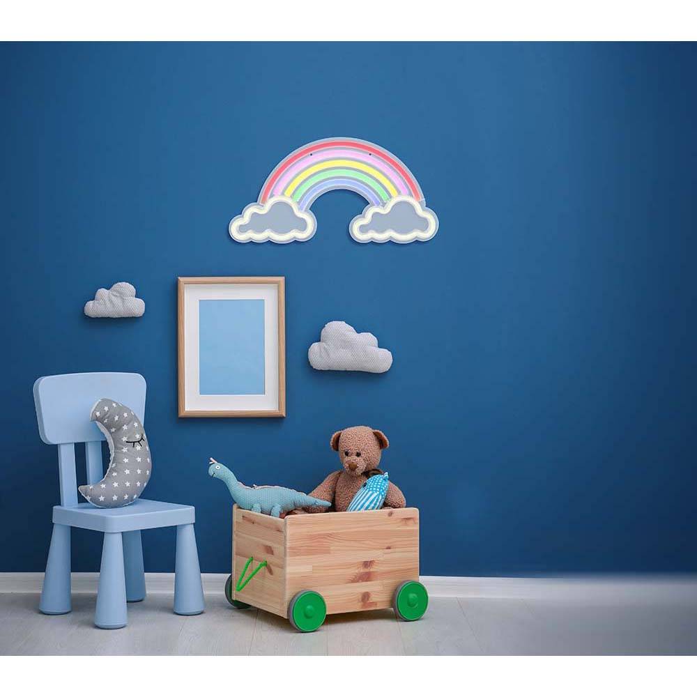 LED Wandleuchte Regenbogenlampe Dekoleuchte Kinderzimmerlampe, USB Kabel ON/OFF Schalter, Kunststoff opal klar, L 40 cm