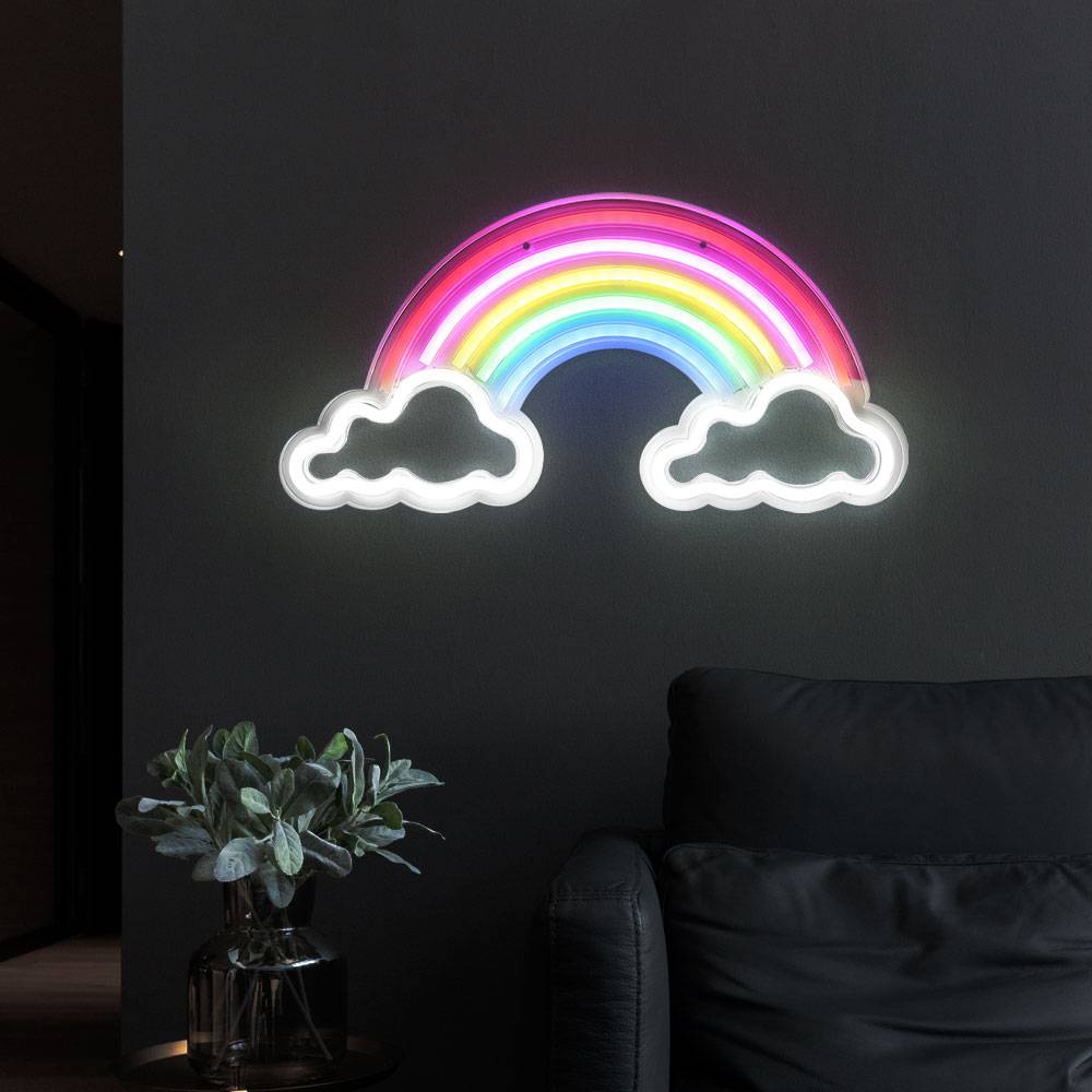 LED Wandleuchte Regenbogenlampe Dekoleuchte Kinderzimmerlampe, USB Kabel ON/OFF Schalter, Kunststoff opal klar, L 40 cm