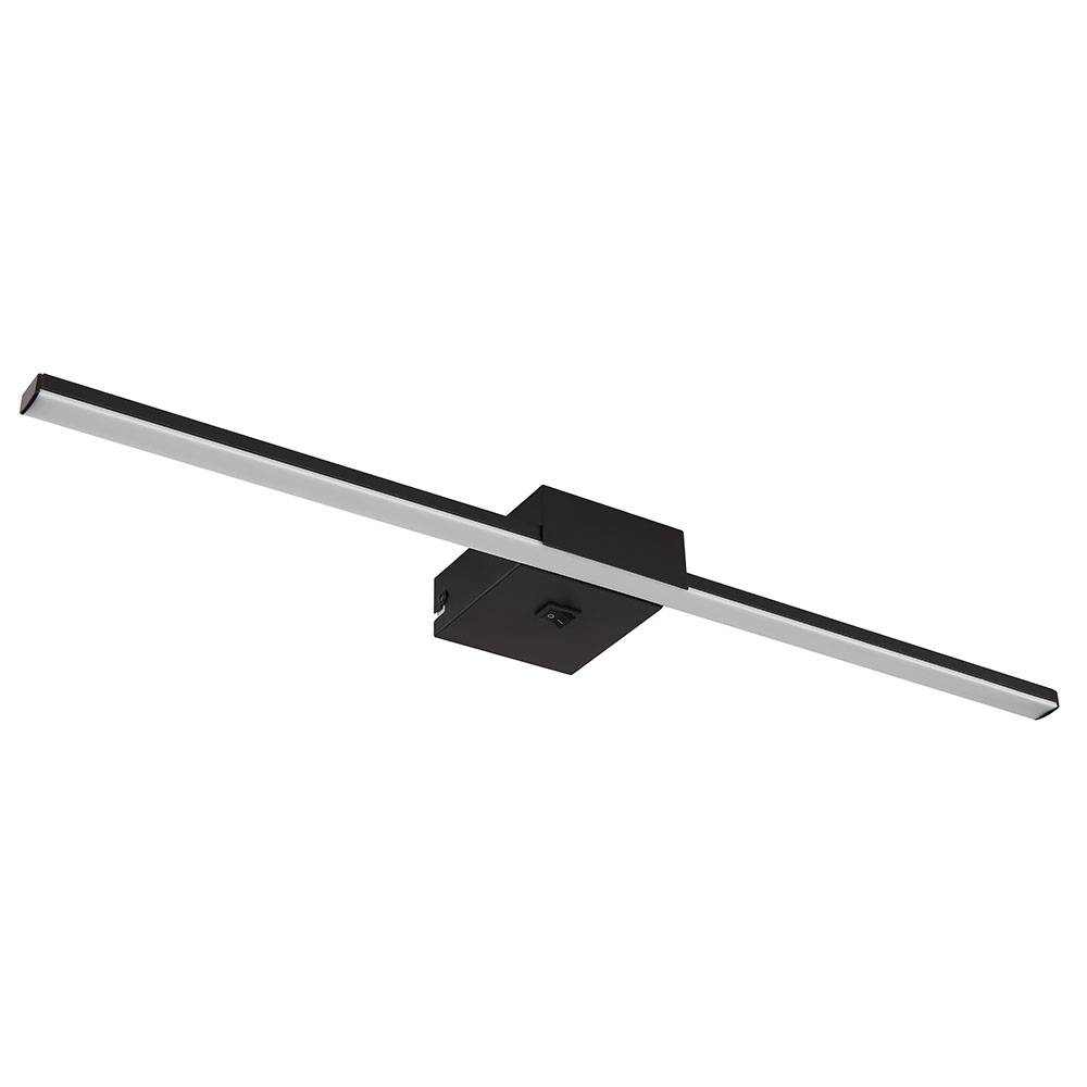 LED Wandlampe Badezimmerlampe Wandleuchte Flurleuchte Wohnzimmerlampe, Kippschalter, Metall Alu schwarz, 20W 590lm 4000K neutralweiß, B 61,5 cm