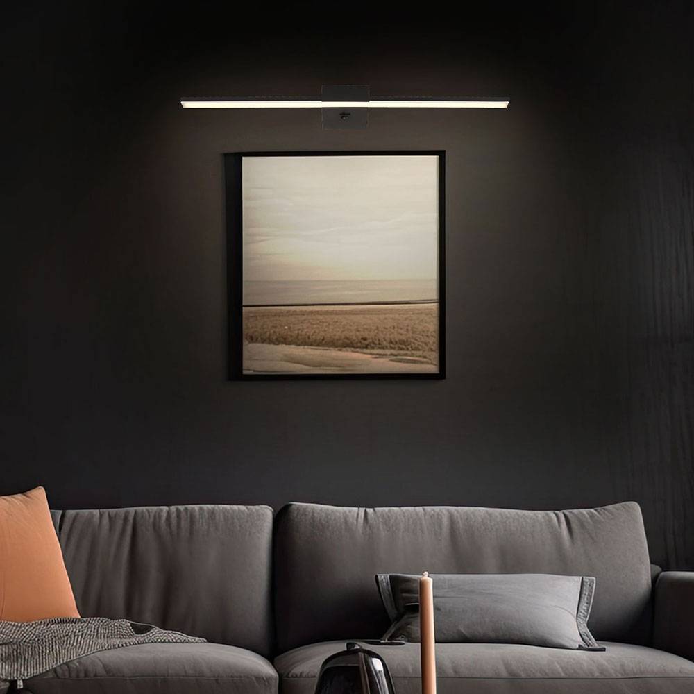 LED Wandlampe Badezimmerlampe Wandleuchte Flurleuchte Wohnzimmerlampe, Kippschalter, Metall Alu schwarz, 20W 590lm 4000K neutralweiß, B 61,5 cm