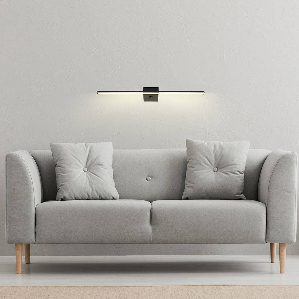 LED Wandlampe Wandleuchte Badezimmerlampe Flurleuchte Wohnzimmerlampe, Kippschalter, Metall Alu schwarz, 20W 590lm 4000K neutralweiß, B 61,5 cm