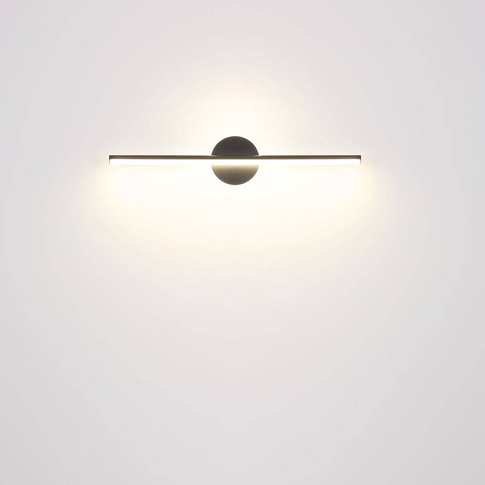 LED Wandleuchte Badezimmerlampe Spiegelleuchte, Metall schwarz, Acryl opal, 10W 630lm neutralweiß, L 60,8 cm