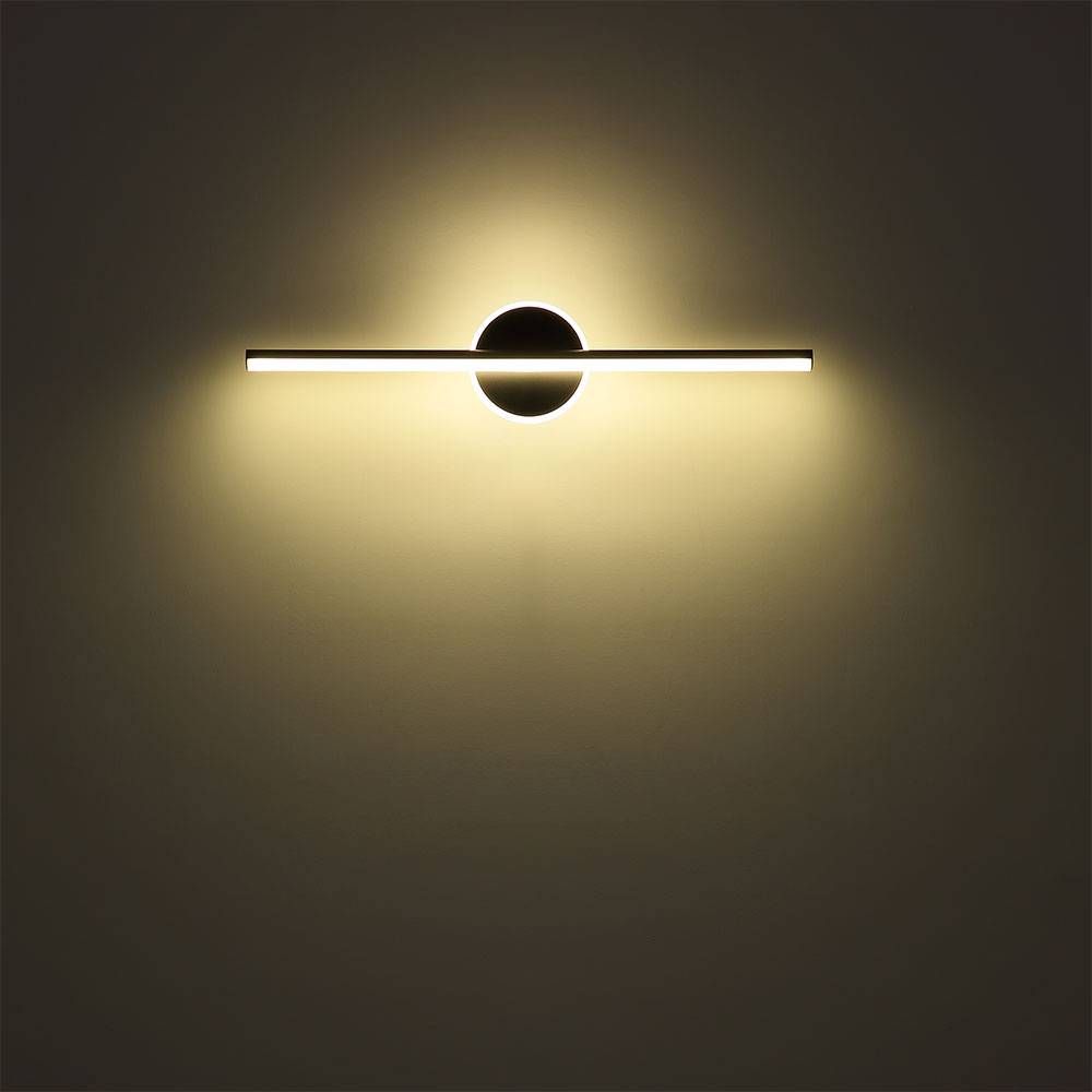 LED Wandleuchte Badezimmerlampe Spiegelleuchte, Metall schwarz, Acryl opal, 10W 630lm neutralweiß, L 60,8 cm