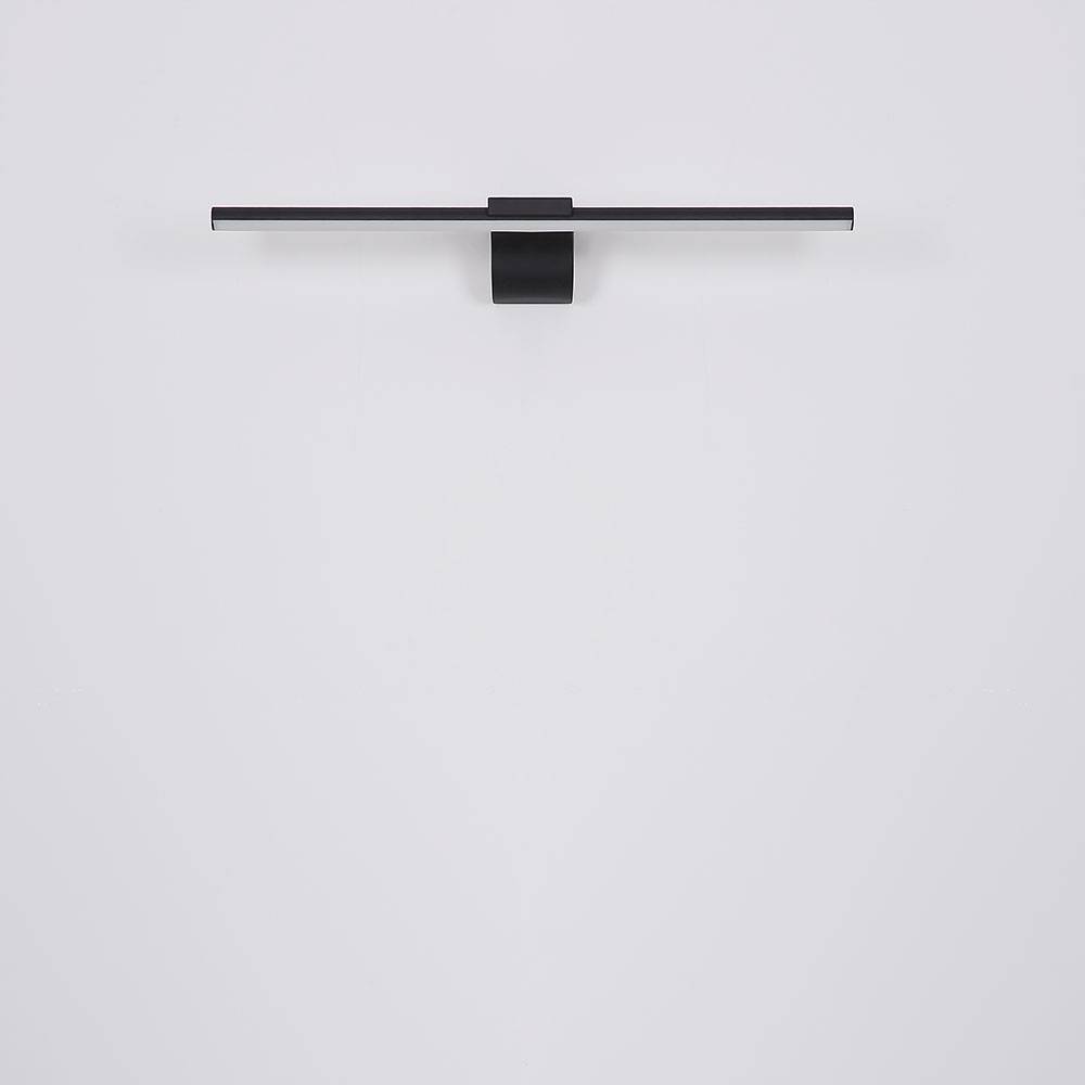 Wandlampe Spiegelleuchte LED Badezimmerlampe schwarz Wandleuchte, Metall Acryl opal, 10W 560lm neutralweiß, BxH 60,8x15 cm