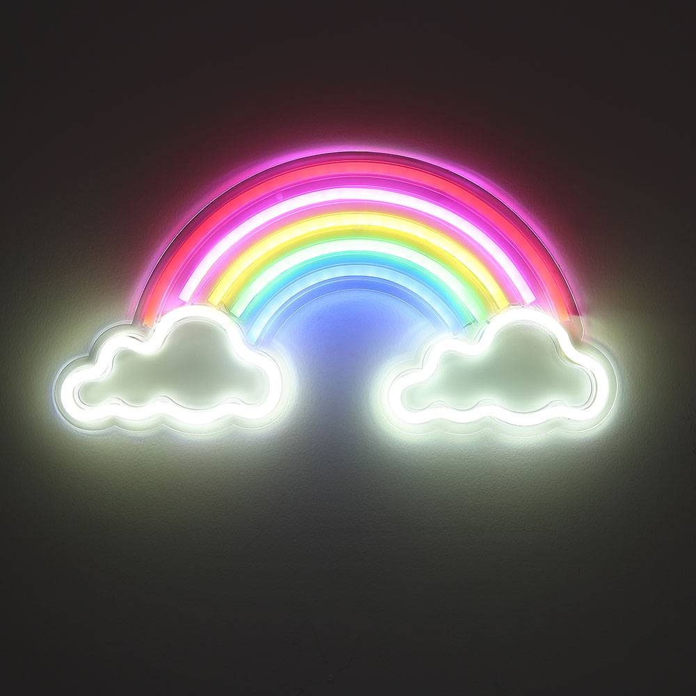 LED Wandleuchte Regenbogenlampe Dekoleuchte Kinderzimmerlampe, USB Kabel ON/OFF Schalter, Kunststoff opal klar, L 40 cm