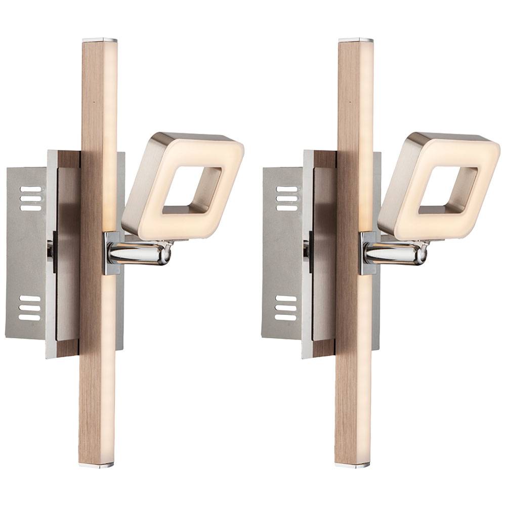 schwenkbare Wandleuchte Wandlampe mit Schalter LED Treppenbeleuchtung, Chrom nickel-matt, 1x LED 6W 540Lm, LxBxH 25x7x15,5 cm, 2er Set