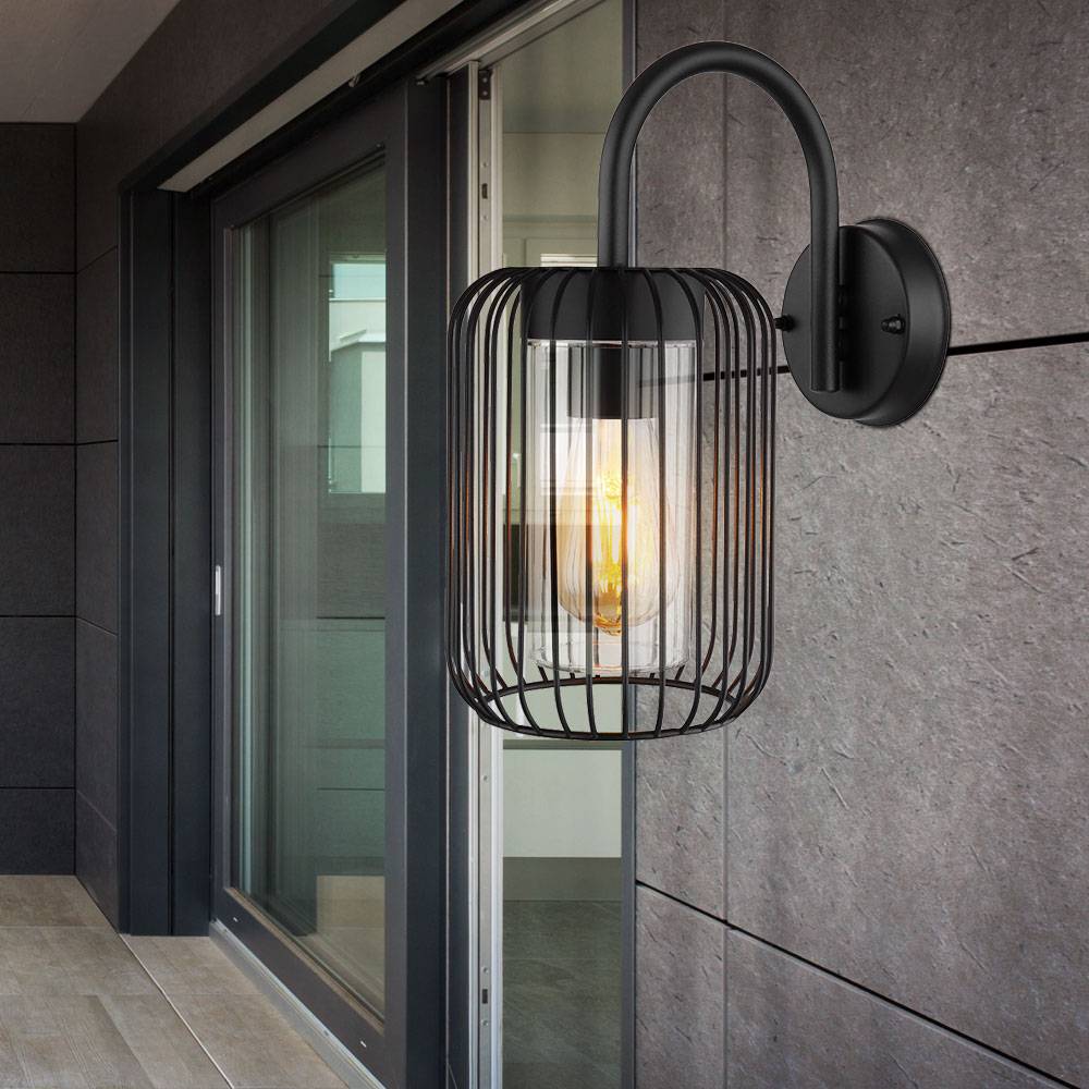 Wandlampe Hauswand Außenleuchte Edelstahl Laterne schwarz Terrassenlampe Gartenleuchte IP44, Kunststoff Metall, App Steuerung dimmbar CCT, Smart RGB