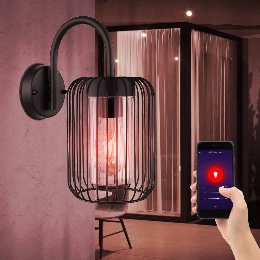 Wandlampe Hauswand Außenleuchte Edelstahl Laterne schwarz Terrassenlampe Gartenleuchte IP44, Kunststoff Metall, App Steuerung dimmbar CCT, Smart RGB