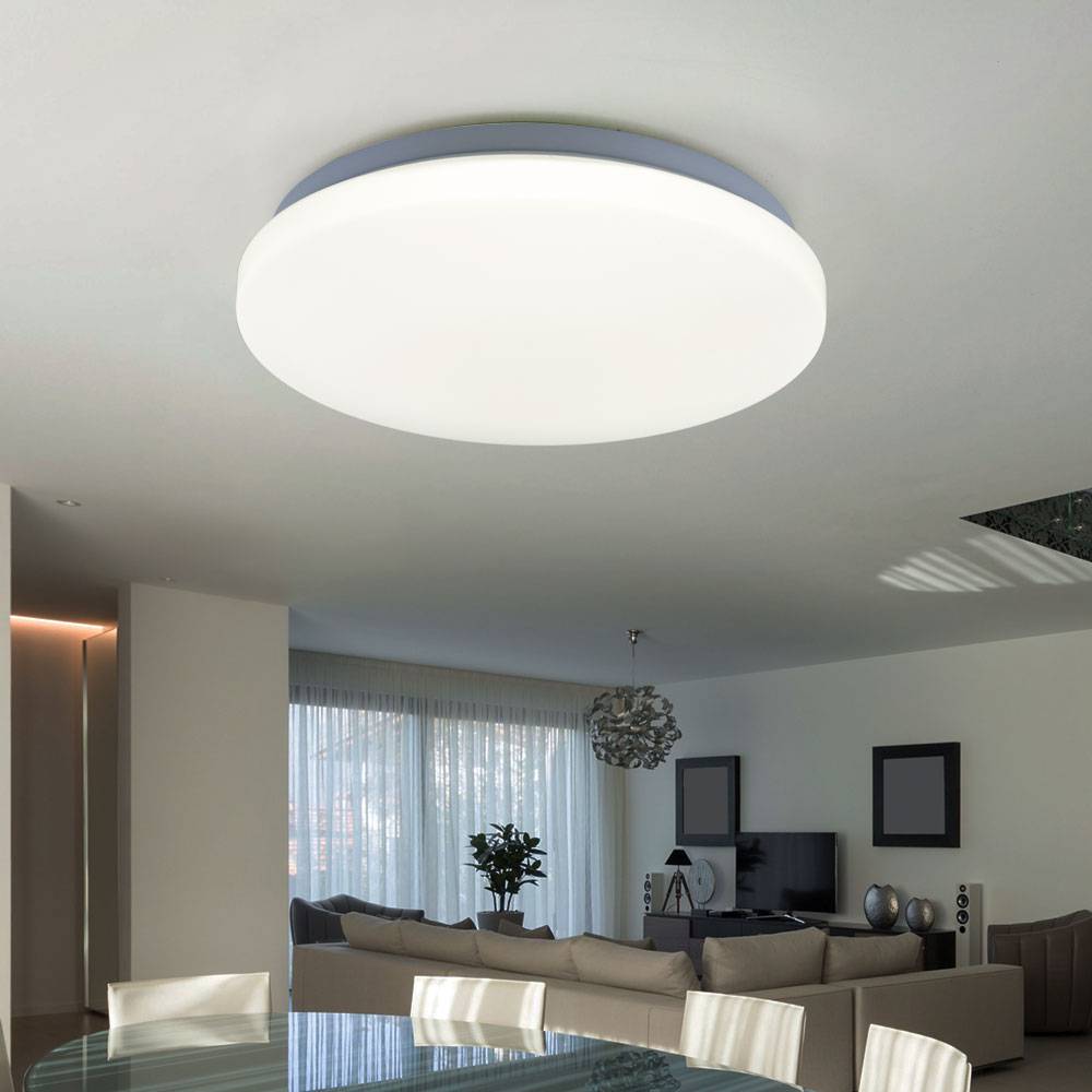 LED Deckenleuchte Deckenlampe Flurlampe Wohnzimmerleuchte, Metall Kunststoff weiß rund, 20W 1500lm 4000K neutralweiß, D 28 cm