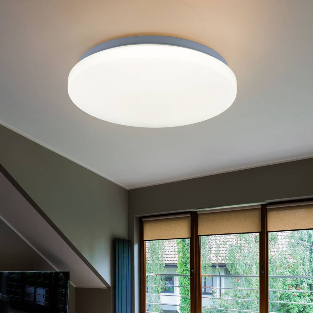 LED Deckenleuchte Deckenlampe Flurlampe Wohnzimmerleuchte, Metall Kunststoff weiß rund, 20W 1500lm 4000K neutralweiß, D 28 cm