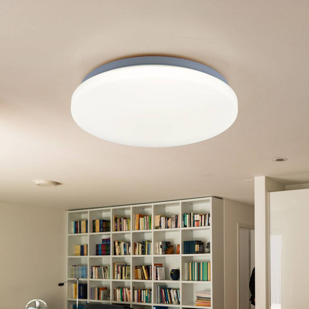 LED Deckenlampe Deckenleuchte Flurlampe Wohnzimmerleuchte, Metall Kunststoff weiß rund, 20W 1500lm 4000K neutralweiß, D 28 cm