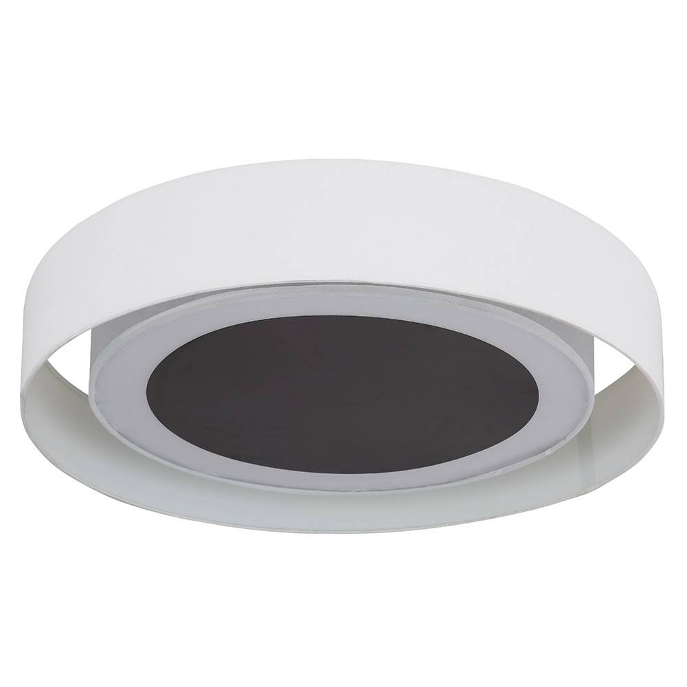 LED Deckenlampe Esszimmerlampe Deckenleuchte Wohnzimmerleuchte Küchenlampe, Metall Textil weiß beige, 24W 850lm 3000K warmweiß, D 60 cm