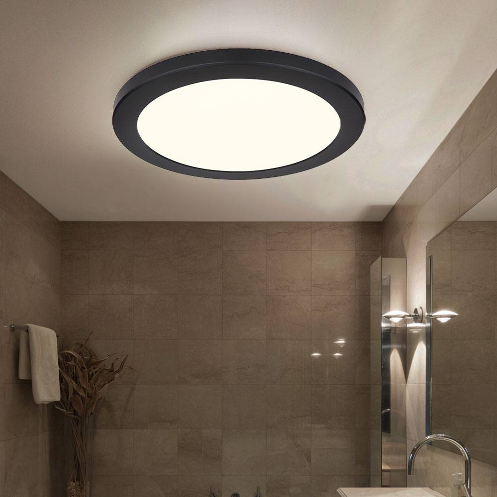 Deckenleuchte Aufbaulampe LED Deckenlampe Wohnraumleuchte in runder Form, Kunststoff, schwarz weiß opal, 24W 1800Lm warmweiß-kaltweiß, DxH 29,8x1,8