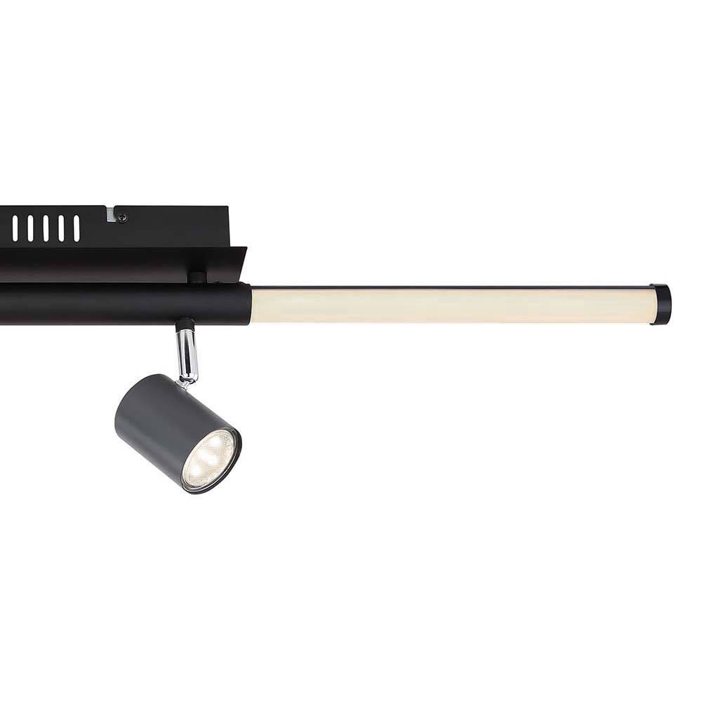 Deckenleuchte mit schwenkbaren Strahlern Spotleuchte schwarz Deckenlampe Wohnzimmerleuchte, graphit opal, 2x GU10, 1x LED 10W 690Lm warmweiß, L 80,4