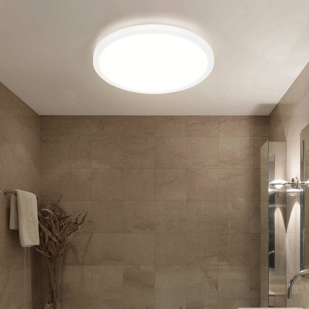 Deckenlampe Wohnzimmerstrahler Esstischleuchte Memoryfunktion IP44 LED 24W weiß opal, rund, 1x LED 24W 2300lm 3000K warmweiß, DxH 42x2,5 cm