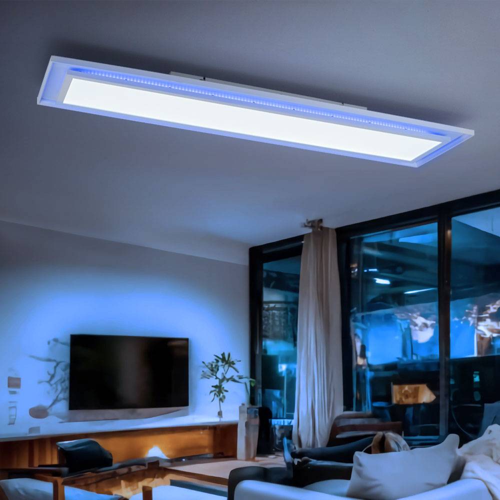 LED Deckenpanel Farbwechsel Deckenleuchte Fernbedienung Deckenlampe Aufbaupanel, CCT, RGB LED 24W 1460lm 2700-6500K, L 85 cm