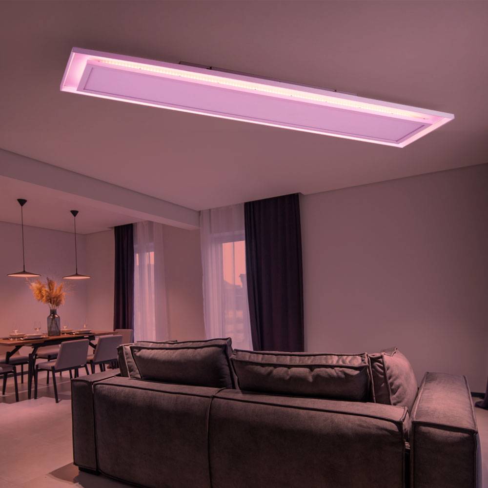 LED Deckenpanel Farbwechsel Deckenleuchte Fernbedienung Deckenlampe Aufbaupanel, CCT, RGB LED 24W 1460lm 2700-6500K, L 85 cm