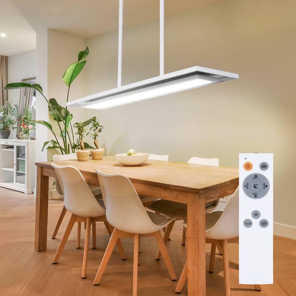 LED Hängeleuchte Pendellampe Wohnzimmerleuchte Esszimmerlampe, Metall Acryl weiß, RGB Farbwechsel dimmbar Fernbedienung CCT Memory-/Nachtlicht, 24W