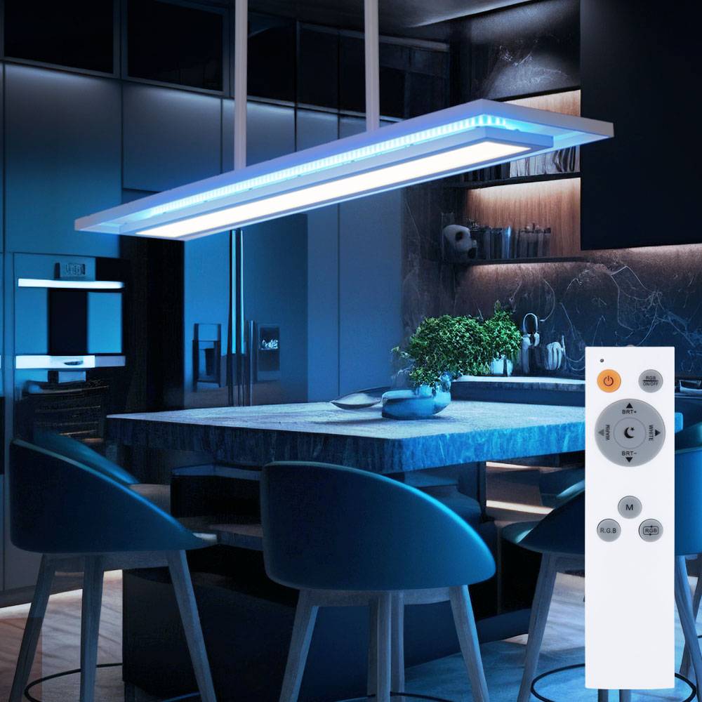 LED Hängeleuchte Pendellampe Wohnzimmerleuchte Esszimmerlampe, Metall Acryl weiß, RGB Farbwechsel dimmbar Fernbedienung CCT Memory-/Nachtlicht, 24W