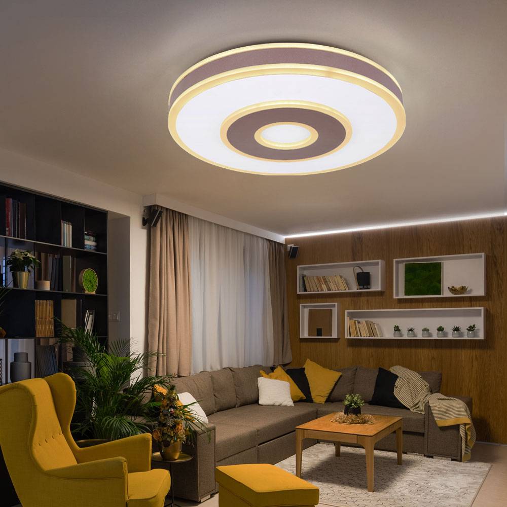 Deckenlampe weiß Wohnzimmerlampe modern Deckenleuchte dimmbar, LED Nachtlicht Fernbedienung CCT, Metall Acryl, LED 55W 1900lm 3000-6000K, DxH 44x9