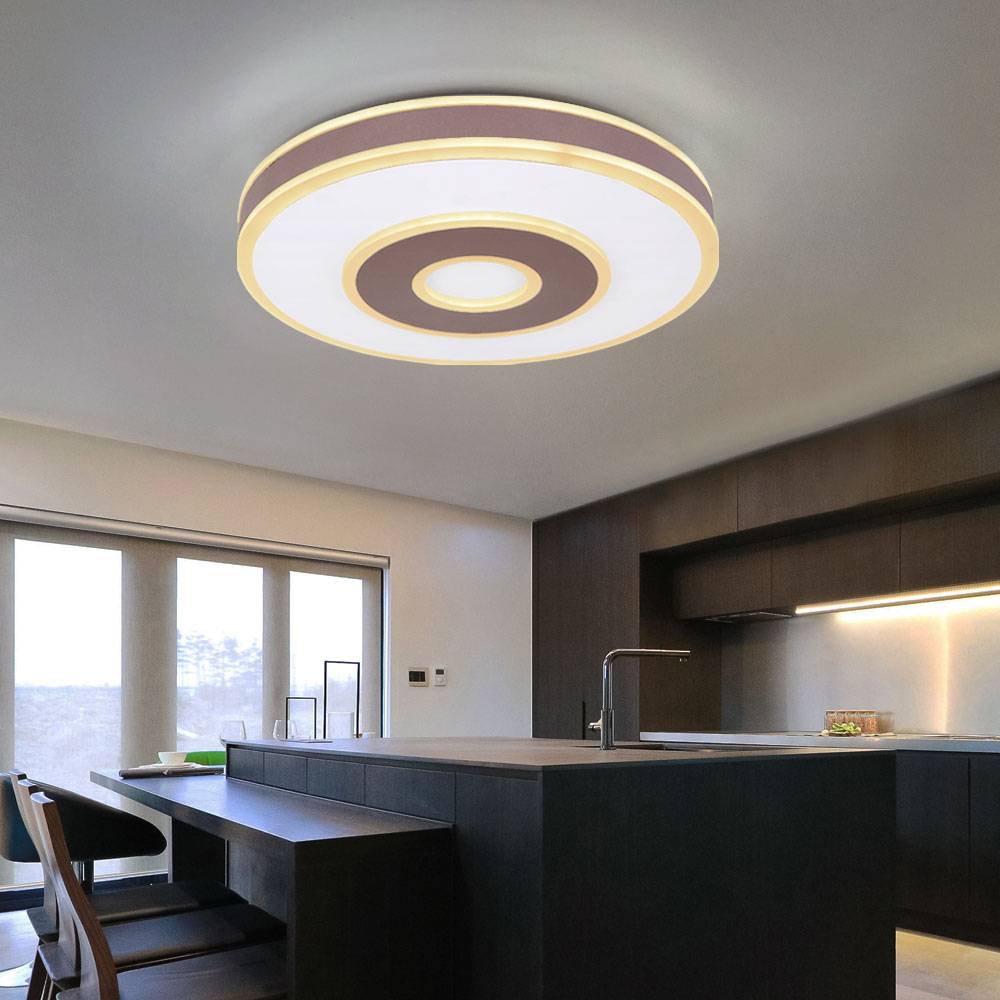 Deckenlampe weiß Wohnzimmerlampe modern Deckenleuchte dimmbar, LED Nachtlicht Fernbedienung CCT, Metall Acryl, LED 55W 1900lm 3000-6000K, DxH 44x9