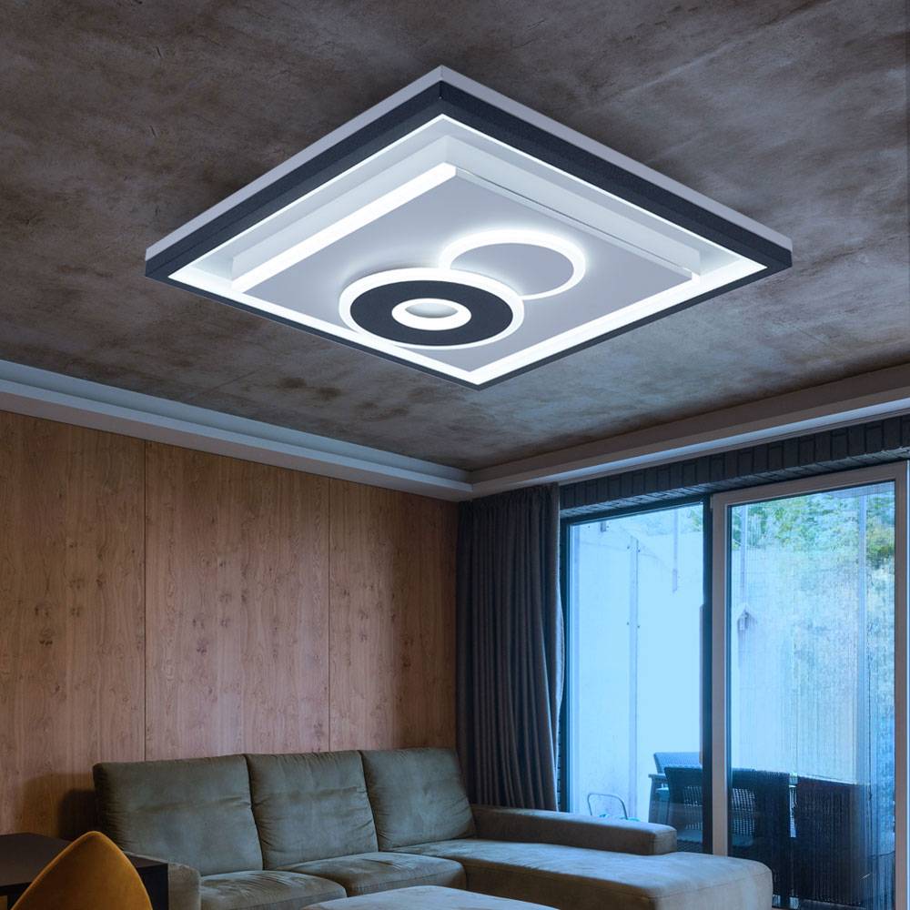 LED Deckenlampe Wohnzimmerleuchte Esszimmerlampe, dimmbar Fernbedienung Memory Nachtlicht CCT, 52W 1853 lm 2700-6000K warmweiß-kaltweiß, L 54 cm