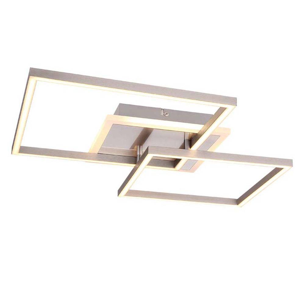Deckenlampe weiß LED Deckenleuchte Wohnzimmer Designleuchte, Alu, 30W 1300lm warmweiß, LxH 47x7,5 cm