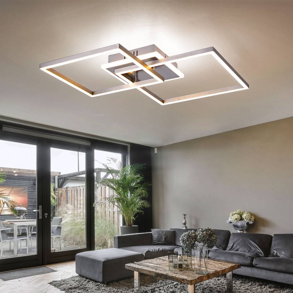 Deckenlampe weiß LED Deckenleuchte Wohnzimmer Designleuchte, Alu, 30W 1300lm warmweiß, LxH 47x7,5 cm