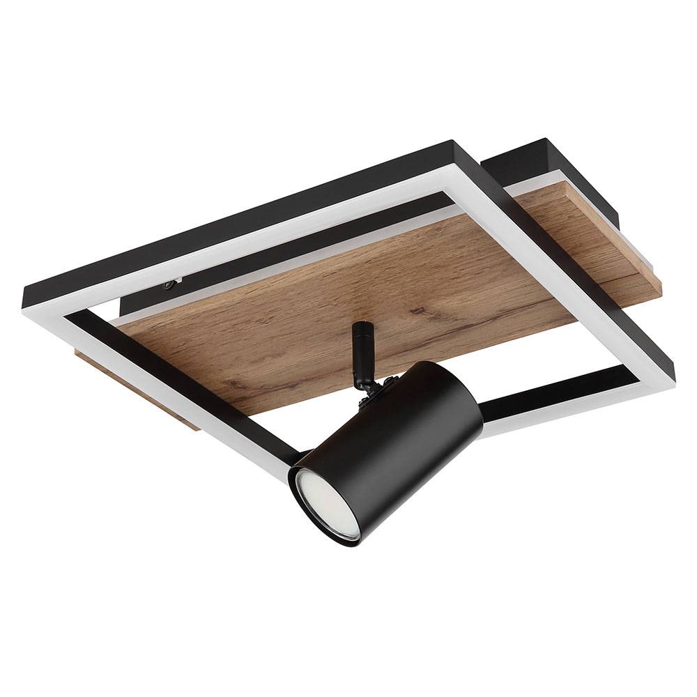 Deckenleuchte Spot Deckenlampe Backlight Wohnzimmerleuchte Holzlampe verstellbar, 1x LED, 1x GU10, LxBxH 32x27x15 cm