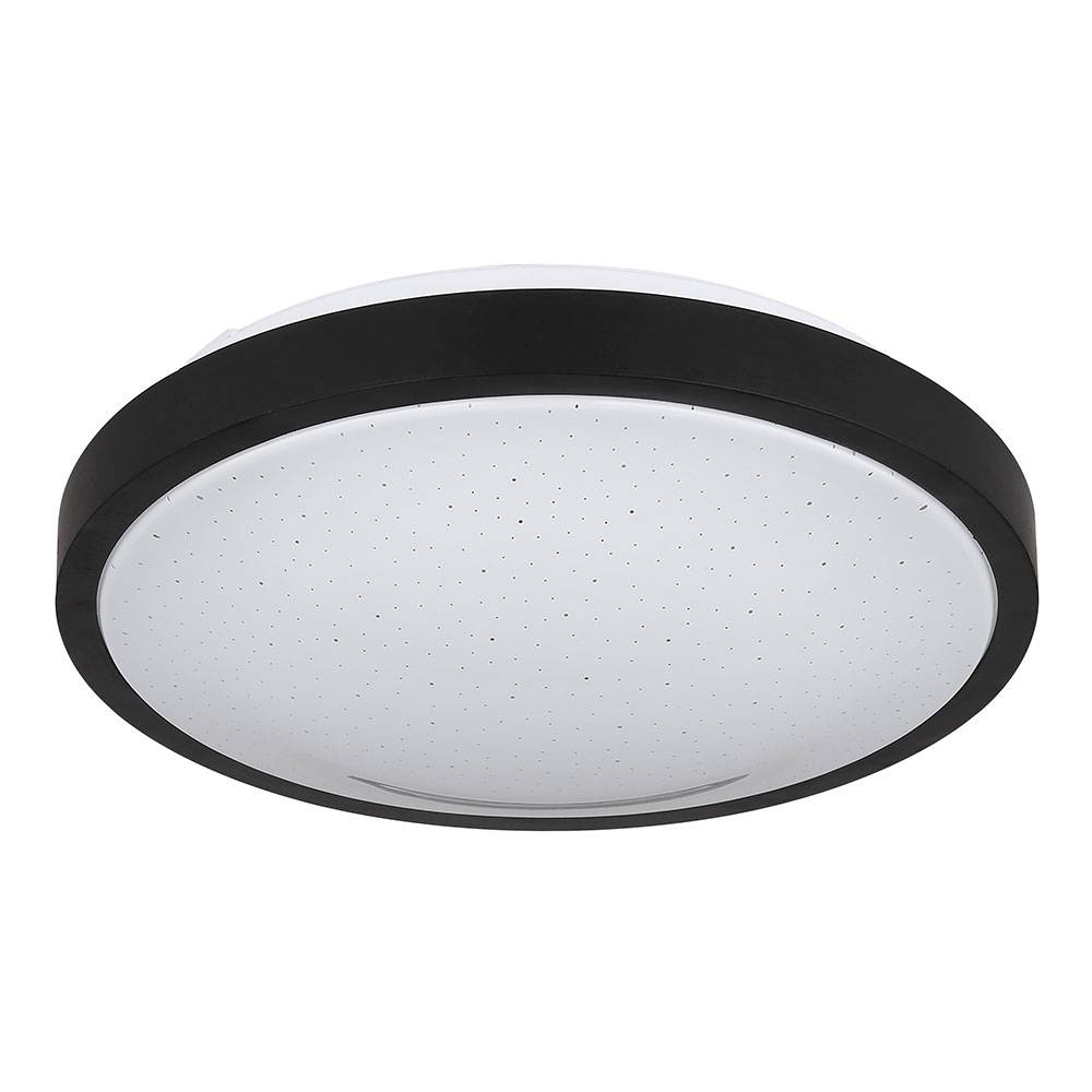 Deckenleuchte schwarz Schlafzimmerlampe modern, LED Deckenlampe Bewegungssensor IP44, Metall Acryl opal, 18W 980lm 4000K neutralweiß, D 30 cm