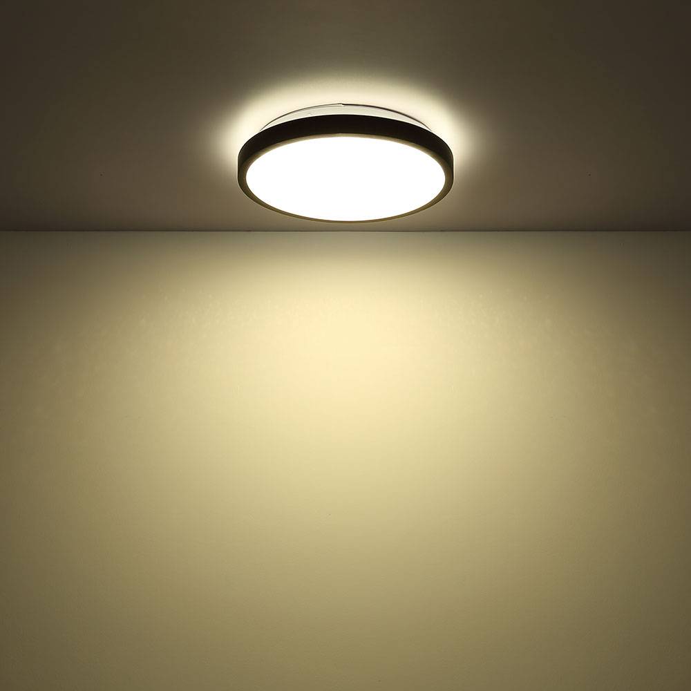 LED Deckenleuchte schwarz Schlafzimmerlampe modern, Deckenlampe Bewegungssensor IP44, Metall Acryl opal, 18W 980lm 4000K neutralweiß, D 30 cm