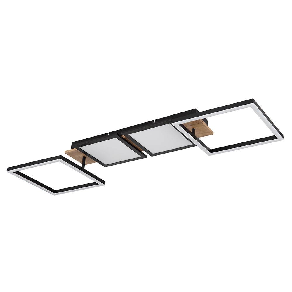 LED Deckenleuchte Holzoptik Deckenlampe Wohnzimmerlampe schwarz mit beweglichen Elementen, Metall, 36W 2100lm warmweiß, LxBxH 100x27x11 cm