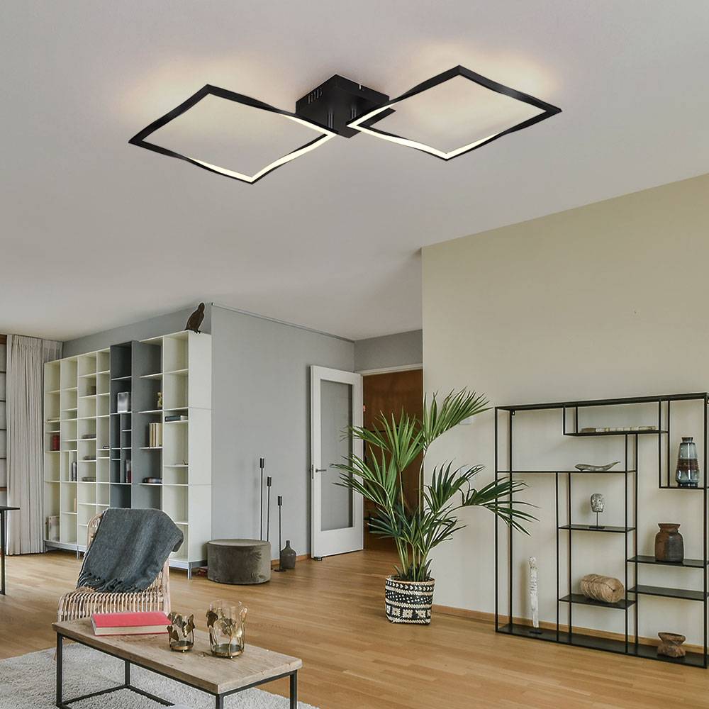LED Deckenleuchte Wohnzimmerlampe Deckenlampe LED Quadrate schwenkbar, Alu Metall, 1x 40W 1600Lm warmweiß, LxBxH 178,5x41,8x9,3 cm