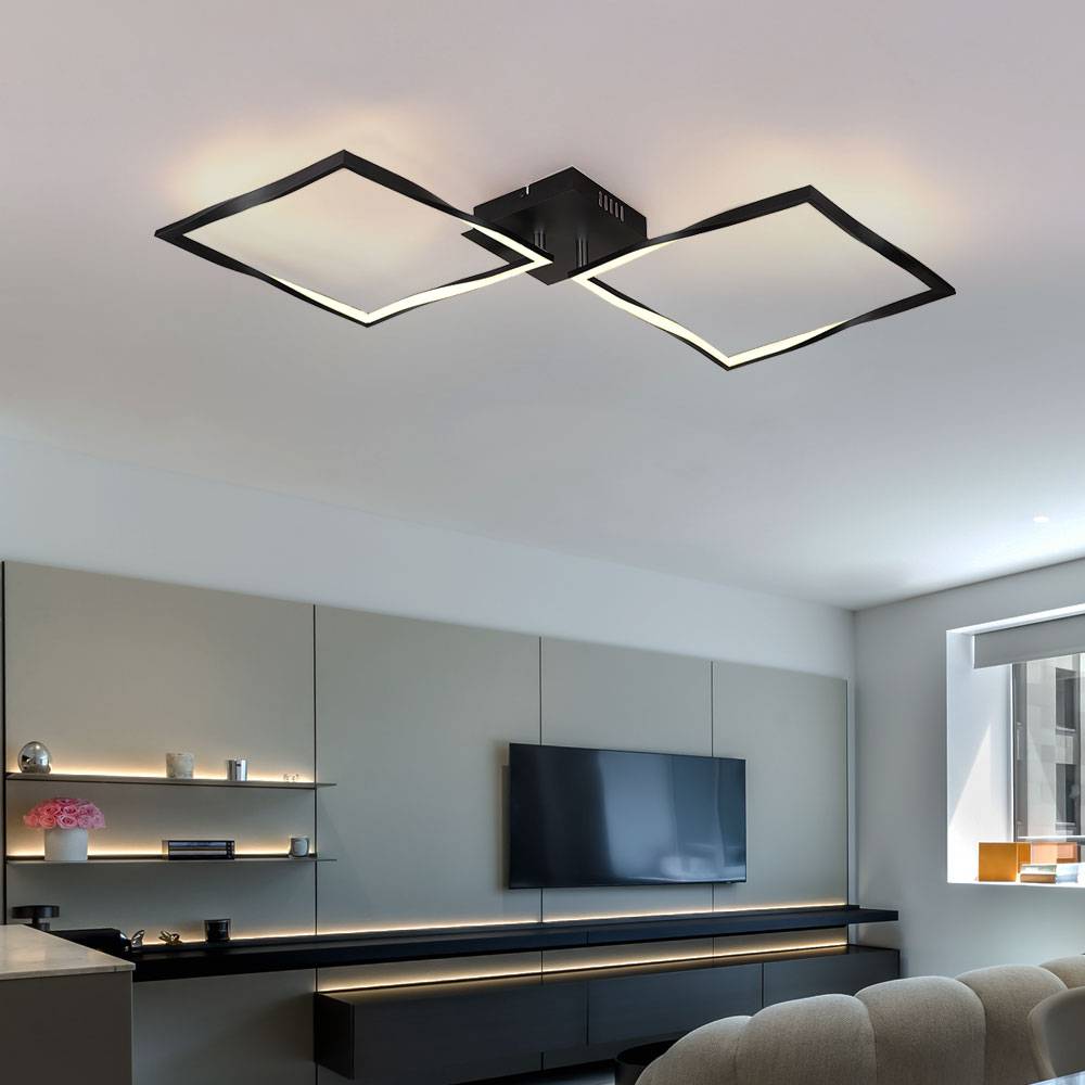 LED Deckenleuchte Wohnzimmerlampe Deckenlampe LED Quadrate schwenkbar, Alu Metall, 1x 40W 1600Lm warmweiß, LxBxH 178,5x41,8x9,3 cm