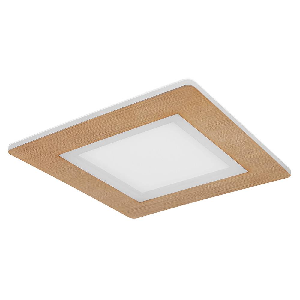 LED Deckenlampe Deckenleuchte Wohnzimmerlampe Panel Aufbau, Metall Holzoptik weiß, 23W 1300lm warmweiß-kaltweiß 2700-6500K, L 30 cm