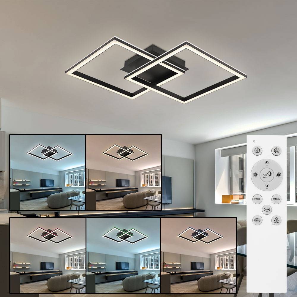 LED Deckenleuchte Schlafzimmerleuchte Wohnzimmerlampe Designleuchte, Dimmbar RGB Fernbedienung Timer, 40W 2500lm 2700-6500K warmweiß-kaltweiß, L 44