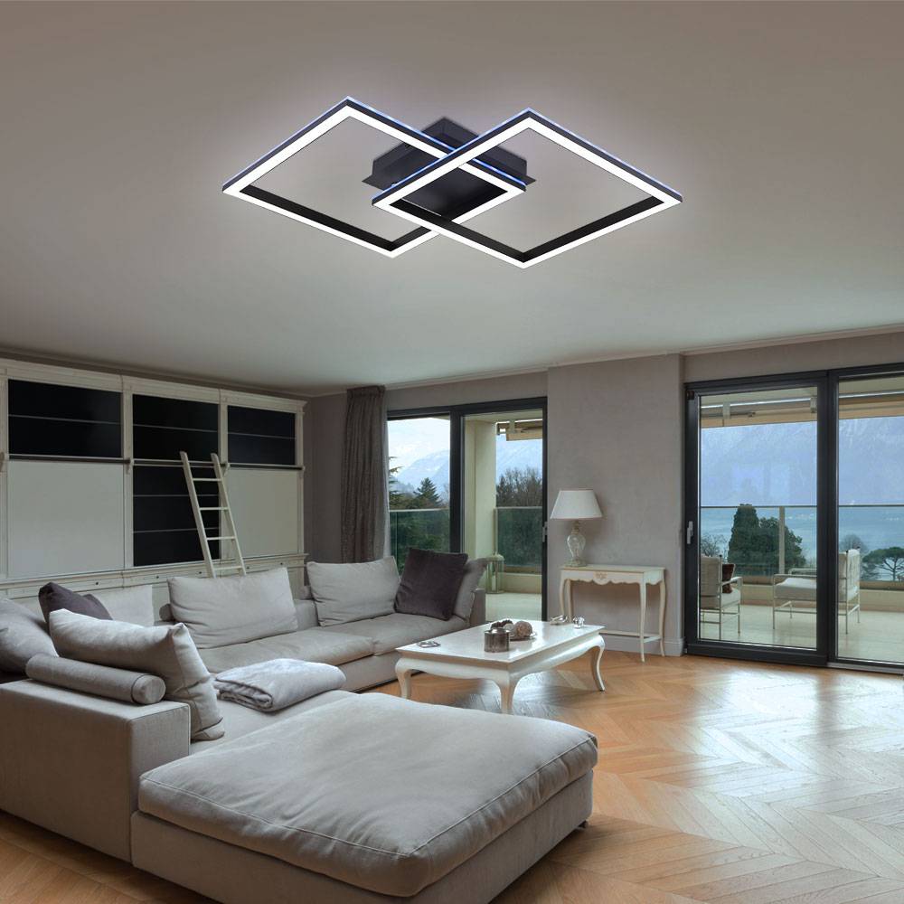 LED Deckenlampe Schlafzimmerleuchte Wohnzimmerlampe Designleuchte, Dimmbar RGB Fernbedienung Timer, 40W 2500lm 2700-6500K warmweiß-kaltweiß, L 44 cm